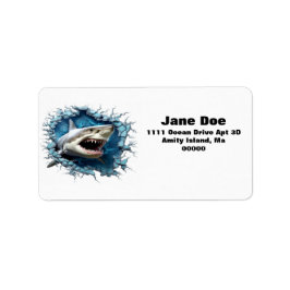 3D Great White Shark Return Adress Labels Adressaufkleber