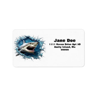 3D Great White Shark Return Adress Labels Adressaufkleber