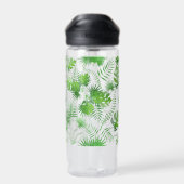 3D Green Blätter Muster 01A Blue BG Trinkflasche (Rückseite)