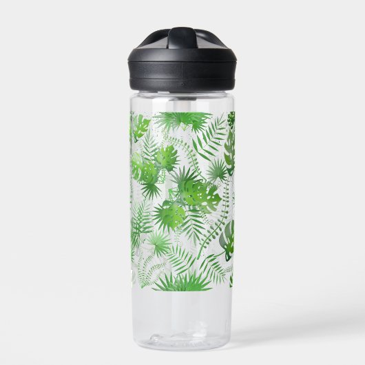 3D Green Blätter Muster 01A Blue BG Trinkflasche (Vorderseite)