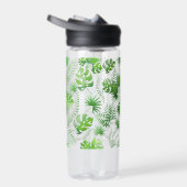 3D Green Blätter Muster 01A Blue BG Trinkflasche (Rechts)