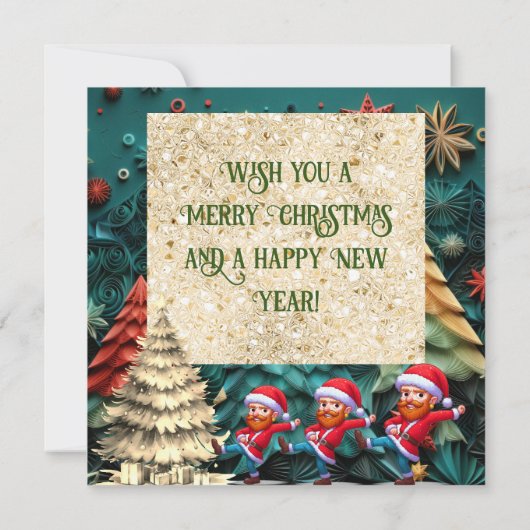 3d Green Christmas Tree| Funny Vangogh Dance Einladung (Rückseite)