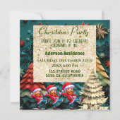 3d Green Christmas Tree| Funny Vangogh Dance Einladung (Vorderseite)