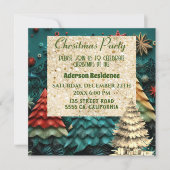 3d Green Christmas Tree| Goldenes Weihnachtsfest - Einladung (Vorderseite)