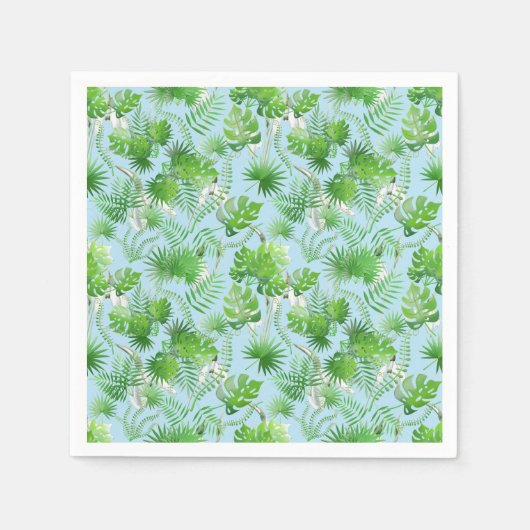 3D Grüne Blätter Muster 01x4 LBlue BG Serviette (Vorderseite)
