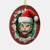 3d Grüne mit Augen Katze Keramik Ornament (Rechts)