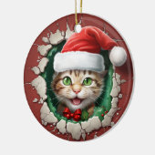 3d Grüne mit Augen Katze Keramik Ornament (Links)