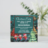 3d Grüne Weihnachtsbäume | Funny Vangogh Dance Einladung (Stehend Vorderseite)