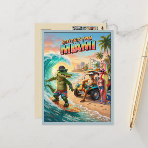 3D Grüße aus Miami Reise Postkarte