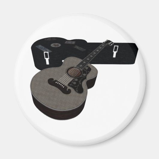 3D Halftone Acoustic Guitar & Case Magnet (Vorne)