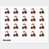 3D Halftone Cherries Runder Aufkleber (Blatt)