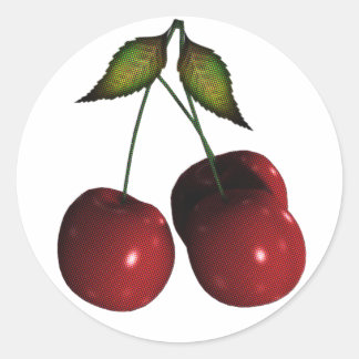 3D Halftone Cherries Runder Aufkleber