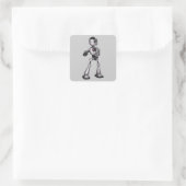 ♪♫ 3D Halftone Sci-Fi Robot Typ Dancing Quadratischer Aufkleber (Tasche)
