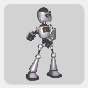 ♪♫ 3D Halftone Sci-Fi Robot Typ Dancing Quadratischer Aufkleber
