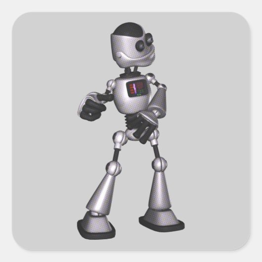♪♫ 3D Halftone Sci-Fi Robot Typ Dancing Quadratischer Aufkleber (Vorderseite)