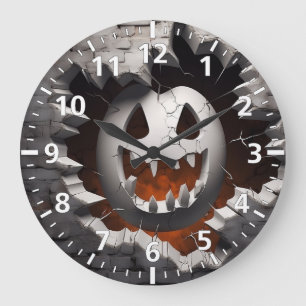 3D Halloween Ghost Cracked Hole Große Wanduhr