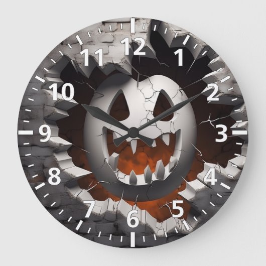 3D Halloween Ghost Cracked Hole Große Wanduhr (Vorderseite)