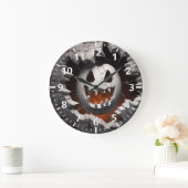 3D Halloween Ghost Cracked Hole Große Wanduhr (Zuhause)