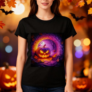 3D Halloween Pumpkin Design T-Shirt