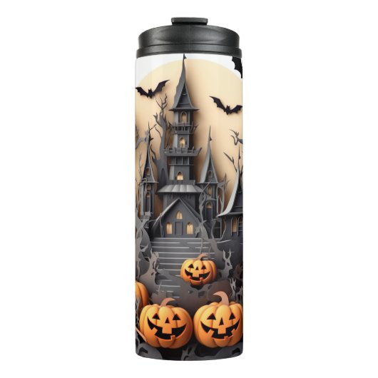 3D Halloween Pumpkin Spuk Haus Thermosbecher (Vorderseite)
