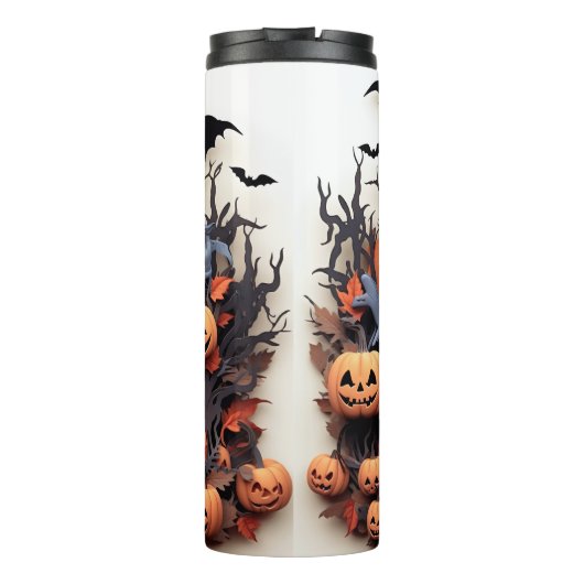 3D Halloween Pumpkin Spuk Haus Thermosbecher (Rückseite)