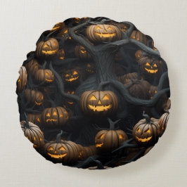 3d Halloween Pumpkins Pattern Rundes Kissen