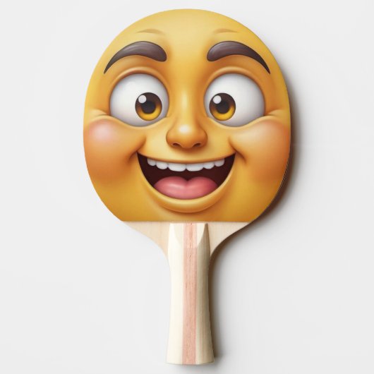 3D Happy/Angry Yellow Emoji Tischtennis Schläger (Rückseite)