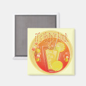 3D Happy Hour Cocktail (gelb) Magnet (Vorderseite/Rückseite)