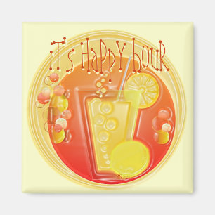 3D Happy Hour Cocktail (gelb) Magnet