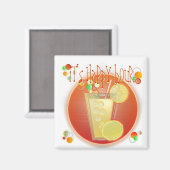 3D Happy Hour Cocktail (weiß) Magnet (Vorderseite/Rückseite)