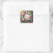 3d Happy Oaster Leinwand Quadratischer Aufkleber (Tasche)