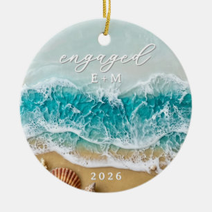 3D-Harz-Ozean-Strand-Verlobt-Personalisierte Initi Keramik Ornament