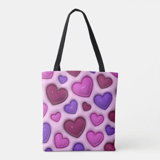 3D Heart Pattern - Pink Romantic Everyday Tote Bag Tasche (Rückseite)