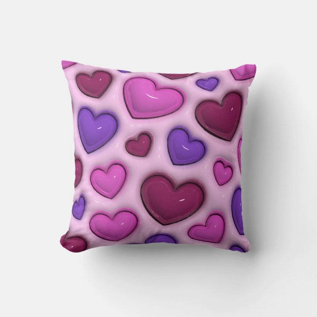 3D Heart Pattern - Pink Romantic Home Decor Kissen (Vorderseite)