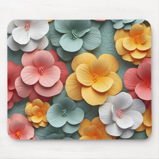 3D Helle Blumendekoration Mousepad (Vorne)