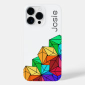 3D-Helle Regenbogen-Kuben Dreieck auf weißem Namen iPhone Hülle (Rückseite)