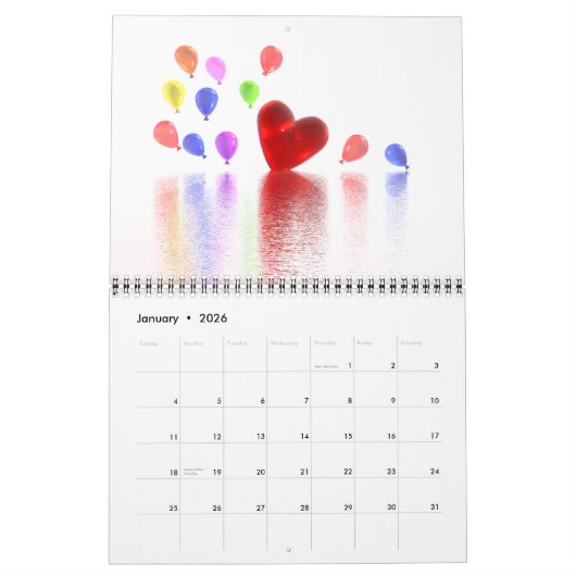 3D-Herz-Mauer-Kalender Kalender (Jan 2026)