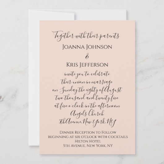 3D-Hochzeiteffekt Blush Glitzer Lila Glitzer Einladung (Rückseite)