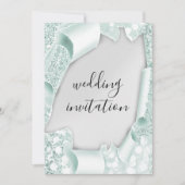 3D-Hochzeiteffekt Silver Mint Green Frame Einladung (Vorderseite)