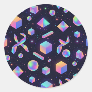 3D-Holografischer-Irideszierender-Geometrischer-Au Runder Aufkleber