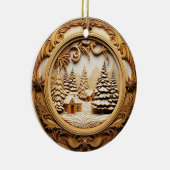 3D-Holzhütte im Wald Keramik Ornament (Rechts)