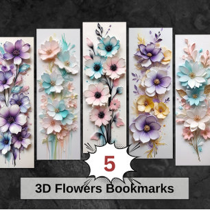 3D Hübsche Blume Blumenbeutelbeuteln Lesezeichen
