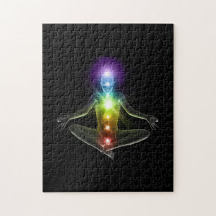 3d human in Yoga-Pose mit Chakras Puzzle