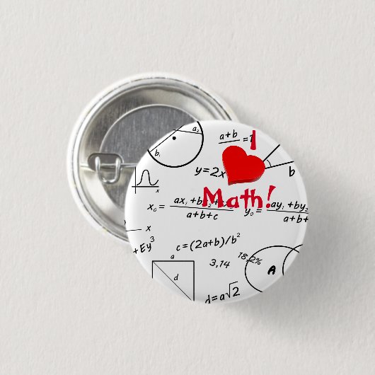 3D I love Math whiteboard Button (Vorne & Hinten)