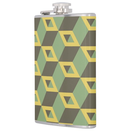 3D-Illusion-Quadrat-Muster Flachmann (Links)