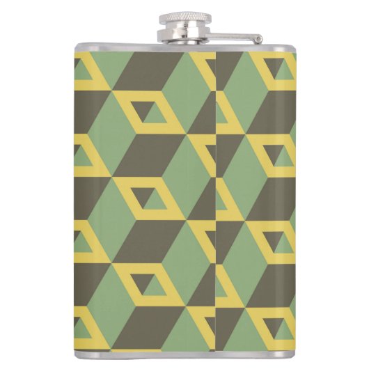 3D-Illusion-Quadrat-Muster Flachmann (Rückseite)