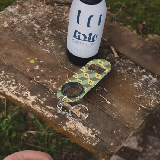 3D-Illusion-Quadrat-Muster Mini Flaschenöffner