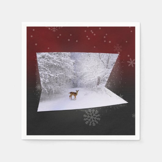 3D-Illusion "Snowy Dreams" Serviette (Vorderseite)