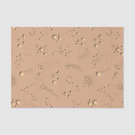 3D-Illusionssterne Sternbilder Mondmonde in Beige Seidenpapier (Vorderseite)