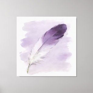 3D-Impasto-Aquarell-Lila-Feder-Boho-Elegant Leinwanddruck
